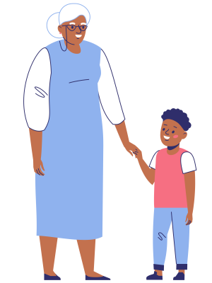 Illustration of grandparent and grandchild
